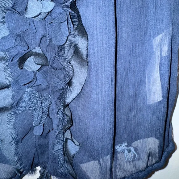 Abercrombie & Fitch Deep Blue Ruffle Blouse - Picture 3 of 5